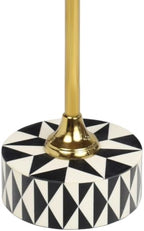 JONATHAN Y Calix 23.5" Round Compass Rose Pedestal Drink Table, Black | Modern Art Deco Style, Glossy Gold Metal Candlestick Leg, Ideal For Small Spaces, Living Room Or Bedroom, Spill-Proof Top