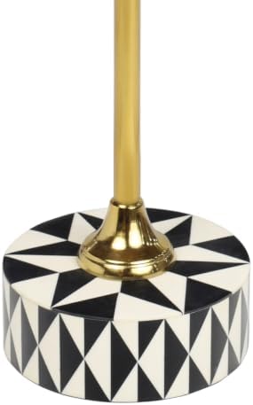 JONATHAN Y Calix 23.5" Round Compass Rose Pedestal Drink Table, Black | Modern Art Deco Style, Glossy Gold Metal Candlestick Leg, Ideal For Small Spaces, Living Room Or Bedroom, Spill-Proof Top