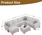 Legend Vansen Oversized Modular Sectional Sofa,U/L-Shaped Corduroy Couch with Ottoman,Deep Seat & Removable Cushion,Easy Assembly for Living Room Apartment