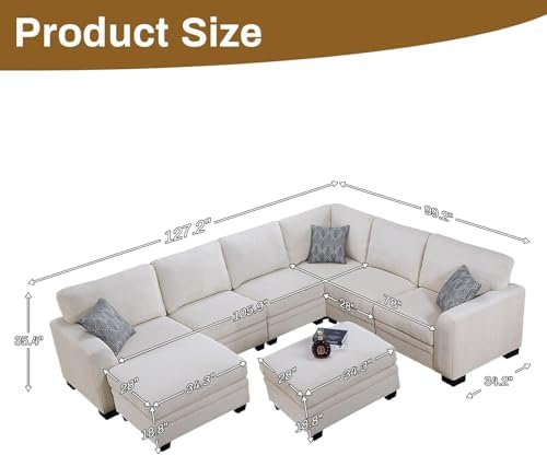 Legend Vansen Oversized Modular Sectional Sofa,U/L-Shaped Corduroy Couch with Ottoman,Deep Seat & Removable Cushion,Easy Assembly for Living Room Apartment
