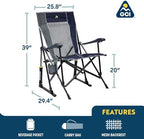GCI Outdoor Roadtrip Rocker Camping Chair | Portable, Folding Rocking Chair with Solid, Durable Armrests, Drink Holder & Comfortable Extended Backrest — Hunter Green