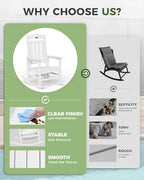 Outdoor Rocking Chair, HDPE Patio Rocking Chair, All Weather,White | Relax in Every Gentle Rock,Create Comfort Wherever You Love,Enjoy Your Me Time,Withstand Changing Seasons,Timeless Style