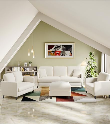 Welzona Loveseat, 51" Small Couch, Teddy Love Seat, Small Loveseat Sofa | Comfy Teddy Fabric, Tool-free Setup, Washable Covers, All-wood Small Sofa Couch for Living Room, Bedroom, Small Spaces, Beige