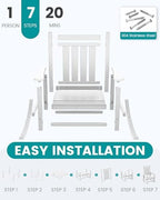 SERWALL Outdoor Rocking Chair Set of 2, Adult HDPE Rocking Chair, White | 21.1" Widened Seat adds Extra Comfort, Oversized Rocking Chair for Adults, All Weather Porch Rocker for Lawn Garden