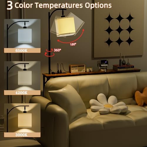 keomaisyto Skinny Sofa Table with Outlet & 3-Color Light, Console Table | 48.1" Behind Couch Table with 3 Color Temperatures Led Bulb, Narrow Console Table for Living Room, Bedroom, Entryway, Hallway