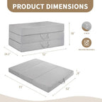 CYMULA Folding Mattress Full Size, 6 inch Memory Foam Tri Portable Murphy Bed and Futon, Full Topper with Breathable & Washable Cover, Foldable Floor Mattress for RV,Guest Beds,Grey,52"×73"×6"