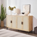 JASIWAY Buffet Cabinet with Storage, 48" Rattan Sideboard with Adjustable Shelves, Modern Coffee Bar Cabinet Console Table with Doors, Credenza for Kitchen, Living Room, Entryway, Dining Room, Wood