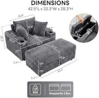 LIKIMIO 54'' Oversized Chaise Lounge Chair Indoor, Gray | Wood Frame