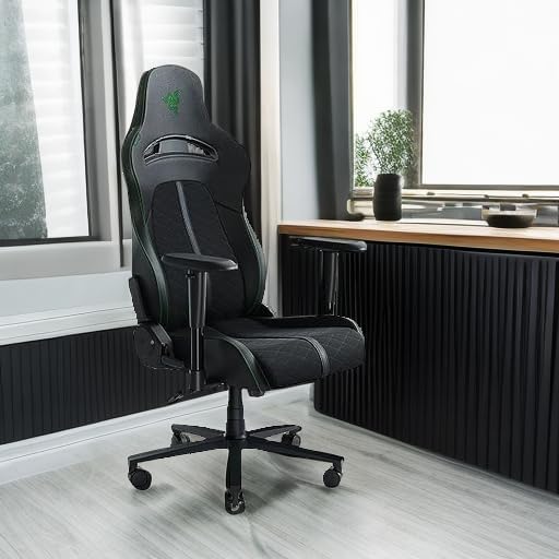 Razer Enki X Essential Gaming Chair, All-Day Comfort, Black | Built-in Lumbar Arch, Optimized Cushion Density, Dual-Textured, Eco-Friendly Synthetic Leather, Adjustable 152-degree Recline