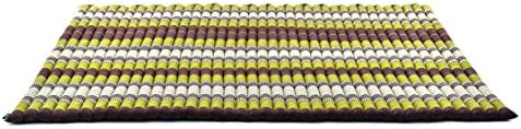 Leewadee - Foldable Floor Mattress - Japanese Roll Up Futon -Trifold Tatami Mat- Guest Floor Bed - Camping Mattress - Thai Massage Mat, Kapok Filled, 75 x 57 inches, Brown Green