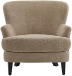 Christopher Knight Home Winnie Accent Chair and Ottoman Set, Living Room/Bedroom Wooden Comfy Reading Chair with Footrest Stool, Boucle Upholstered Wingback Single Sofa, Brown