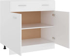 White Engineered Wood Drawer Bottom Cabinet with Shelf Storage, Modern Scandinavian Design for Kitchen Organization and Easy Assembly, Durable Furniture for Compact Spaces