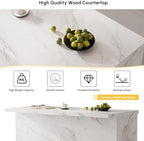 homary 72" Large White Kitchen Island with Storage & LED Lights, Wood Freestanding Island with Wine Rack, Drawers, Cabinet & Shelves, Modern for Kitchen & Dining Room