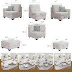 Legend Vansen Oversized Modular Sectional Sofa,U/L-Shaped Corduroy Couch with Ottoman,Deep Seat & Removable Cushion,Easy Assembly for Living Room Apartment
