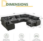 Oversized Modular Sectional Sofa Set, Convertible Deep Seat Cloud Couch with Ottoman, Large U Shaped Corner Couch with Throw Pillows for Living Room (Blue Grey, 8 Seater)