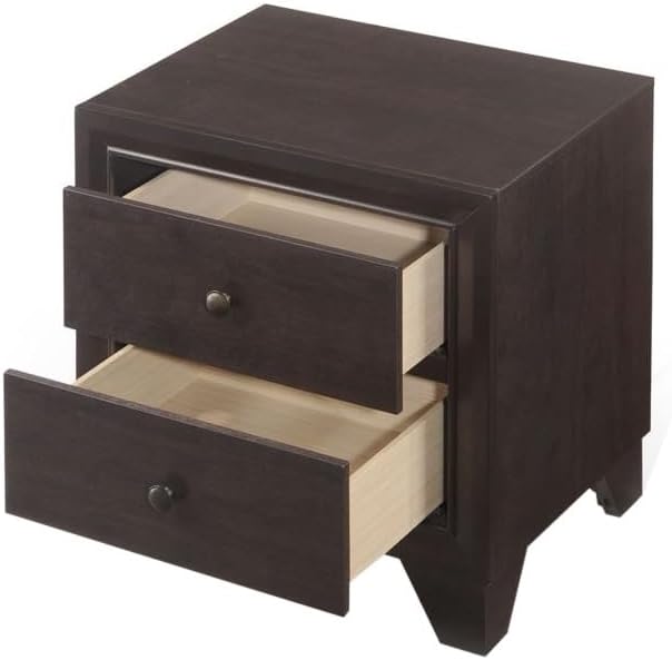 Nightstand with 2 Drawers in Espresso Finish,for Small Spaces