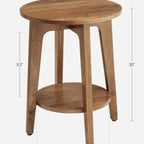 Wood Side Table, Round Coffee Table, Small Round End Tables with Lower Shelf, Nightstand, Plant Stand, Handmade Wood Furniture for Decoration Bedroom Sitting Room Cafe