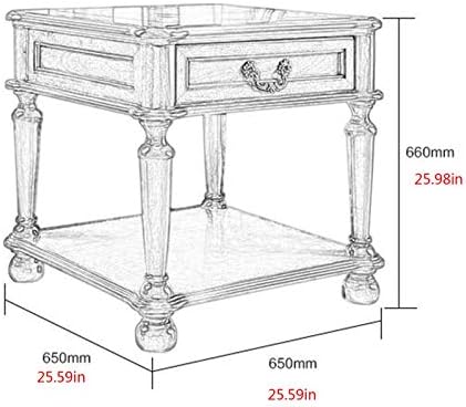 Telephone Table, Living Room Solid Wood Sofa Side Table,American Telephone Side Table,European Style Simple Retro Tea Table,Bedside Table with Drawers (Color:Chestnut,Siz