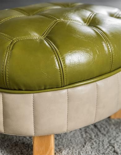 Animal Ottoman Footstool, Turtle Sofa Stool, PU Leather Upholstered Wood Ottoman Foot Stool (Color : Green-S)