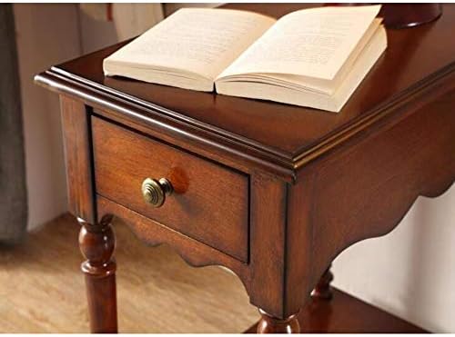Telephone Table, European Style Sofa Side Table,Square Telephone Table,Living Room Side Cabinet,Nightstand with Drawer,End Table(Brown)(Color:Walnut Color,Size:22.0414.17
