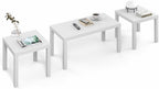 Pemberly Row 3-Piece Living Room Table Set, Includes Coffee Table & 2 Side Tables, Durable Engineered Wood, White Finish, Thick Tabletops, Modern Design, Sturdy Furniture for Living Room or Office
