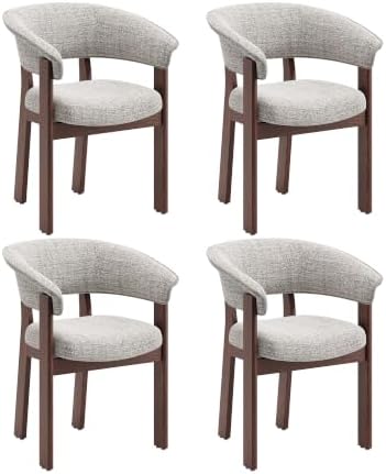 COLAMY Fully Assembled Upholstered Dining Chair Set of 4,Solid Red Oak Wood Kitchen Side Chair, No Assembly Required Modern Farmhouse Dining Room Accent Seating, Single Pack,4 Boxes