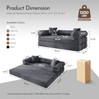 79" Convertible Futon Sofa Bed, Couch for Living Room | Dark Gray | Modular Sleeper Sofa, Corduroy Pull Out Floor Couch Loveseat with Fixed-Shape Frame, No Assembly