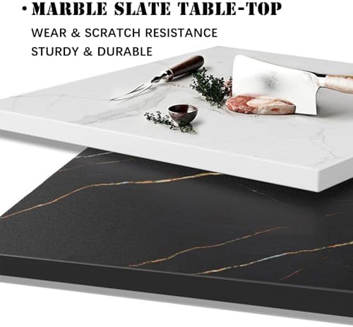 Modern Coffee Table Central end Tables for Living Room, Multifunctional Tea Snacks Center Table with Marble Desktop, Round Coffee Tables for Bedroom, Sofa, Indoor, Couch, Parlor, Dinning Room