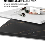 Modern Coffee Table Central end Tables for Living Room, Multifunctional Tea Snacks Center Table with Marble Desktop, Round Coffee Tables for Bedroom, Sofa, Indoor, Couch, Parlor, Dinning Room