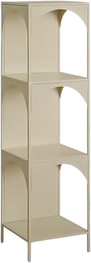 Side Table Freestanding Multi-Layer Storage Shelf Metal Bookshelf Minimalist Bookcase Display Stand for Living Room Office Home Furnishing(White,3 Tier)