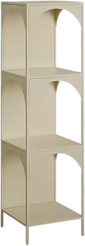 Side Table Freestanding Multi-Layer Storage Shelf Metal Bookshelf Minimalist Bookcase Display Stand for Living Room Office Home Furnishing(White,3 Tier)