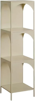Side Table Freestanding Multi-Layer Storage Shelf Metal Bookshelf Minimalist Bookcase Display Stand for Living Room Office Home Furnishing(White,3 Tier)