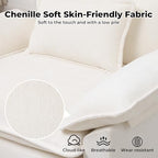 Modern Oversized Accent Chair,44" Chenille Upholstered Armchair with Deep Seat,Comfy Accent Chair Reading Chairs Cloud Sofa Chair for Living Room Bedroom Apartment White
