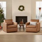 CHITA Genuine Leather Swivel Chair, Wood Frame, Fully Assembled, Saddle