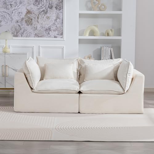Couch Sectional Sofas Cloud Couches for Living Room | Loveseat L U Shaped Modern Modular Cloud Sofa with Pillows and Ottoman for Bedroom