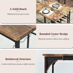 55-Inch Dining Table Set for 4 with Bench, Wine Rack, Rustic Brown | 4-Piece Kitchen Table Set with 2 Chairs, Bench, Stemware Holder and Storage Shelves for Small Spaces and Apartments