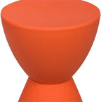 BOWERY HILL Contemporary Plastic Ribbed Round End Table, Hourglass Design with Hidden Storage, Durable UV-Protected Orange Finish, 16.75" H x 11.75" W, Indoor/Outdoor Use