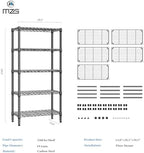 M MZG 1250 lbs 5 Tier Shelf Metal Storage Shelves Shelving Wire Rack Heavy Duty Closet Organizers for Garage Kitchen Bathroom Laundry Black 13.8" D x 29.5" W x 59.5" H