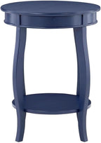 Pemberly Row Wood Accent Side Table, 18.25 x 18.25 x 24 in, Navy Blue Finish, Timber Wood and MDF, Cabriole Tapered Legs, Contemporary Design, Bottom Shelf for Storage, Functional for Living Room or