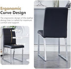 Modern Leather Dining Chairs, Set of 6 | Upholstered Padded Seats with Sturdy Metal Legs, Armless Kitchen & Dining Room Furniture for Home (Black, Set of 6)
