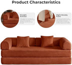 79" Convertible Sofa Bed, Couches for Living Room | Orange | Corduroy Futon Sofa Bed with Pocket Springs, Modular Sleeper Couch in a Box, No Assembly