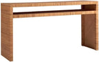 Pemberly Row Long Key Console Table, 60W X 18D X 32H, Wrapped Split Rattan, Tan Natural Cane Finish, No Assembly Required, Coastal Style Accent Table for Living Room or Entryway
