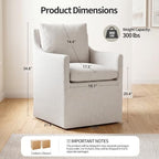 DUHOME Upholstered Dining Chair,Linen Accent Chair for Living Room,Single Sofa with 4 Casters,Upholstered Armchair for Bedroom Reading Waiting Kitchen Dining Room