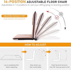 Adjustable Floor Chair with Back Support Foldable Meditation Seat, Coffee | 14-Position Adjust, 330lbs Weight Capacity, Washable Cover, Sturdy Bearings, Ground Seat for Adults, Portable for Meditation