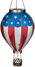 Regal Art & Gift Hot Air Balloon Solar Lantern – Hanging Solar-Powered LED Lights, Waterproof Portable Decorative Outdoor Lamp Made of Metal & Glass for Garden, Patios & Pathway – Americana (X-Large)