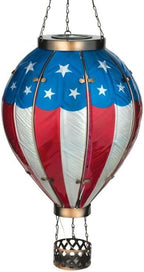 Regal Art & Gift Hot Air Balloon Solar Lantern – Hanging Solar-Powered LED Lights, Waterproof Portable Decorative Outdoor Lamp Made of Metal & Glass for Garden, Patios & Pathway – Americana (X-Large)