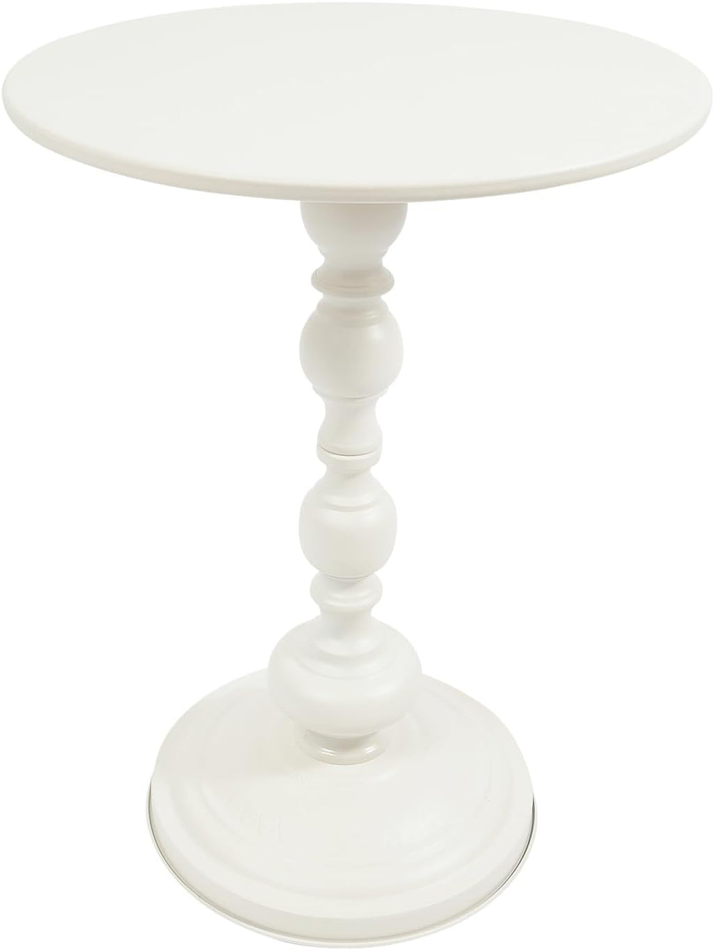 Small Round Side Table - Retro Metal Pedestal End Table for Living Room, Bedroom, Sofa & Small Spaces, 15.7'' ×20.5'' (White)