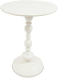 Small Round Side Table - Retro Metal Pedestal End Table for Living Room, Bedroom, Sofa & Small Spaces, 15.7'' ×20.5'' (White)