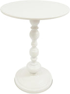 Small Round Side Table - Retro Metal Pedestal End Table for Living Room, Bedroom, Sofa & Small Spaces, 15.7'' ×20.5'' (White)