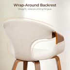 Zouron Fabric Dining Chair, Upholstered Chair with Armrest, Accent Chairs with Wood Legs for Kitchen Dining Room Desk, Walnut Wood Veneer, Beige Fabric